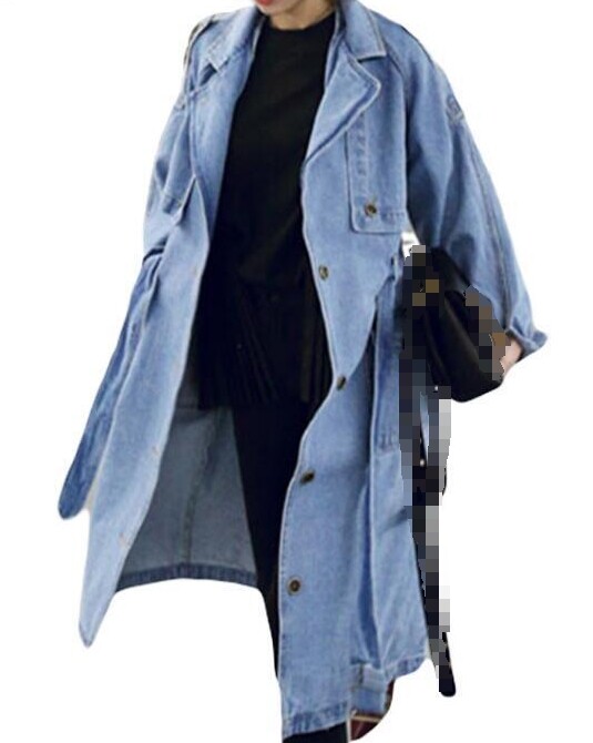 ALTRA Trench donna primavera autunno denim trench denim cappotto lungo giacca nuovo