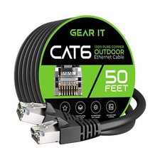 GearIT Cat6 Outdoor Ethernet Cable 50ft 23AWG Pure Copper, FTP, LLDPE, Wate...