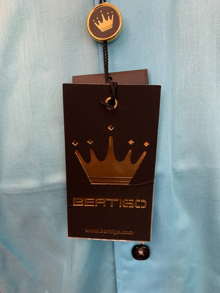 Bertigo Men's Borini 55 Luxury Dress Shirt - Size 6 / 2XL, Blue, Contrast Cuffs - Image 2 of 4