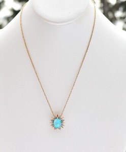 Authentic ALEXIS BITTAR GOLD PLATED NECKLACE WITH BLUE STONE AND CRYSTAL PENDANT 16"-19"