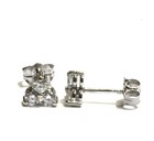 14k white gold .36ct SI1 H 3 stone round stud diamond earrings cluster Natural — photo 3