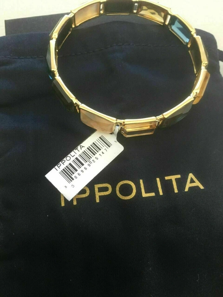 New Ippolita Rock Candy Rectangular 12 Gems 18K Yellow Gold Bangle Size 3 $6,995 - Image 2 of 3