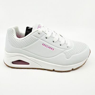 Skechers Uno Stand On Air White Pink Kids Girls Sneakers
