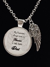 Memorial Necklace Dad Guardian Angel In Heaven Wing Remembrance Sympathy Jewelry