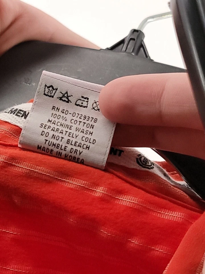 Element Shirt Mens Adult Size XL Color Orange Long Sleeve Button Down Pin Stripe - Image 4 of 4