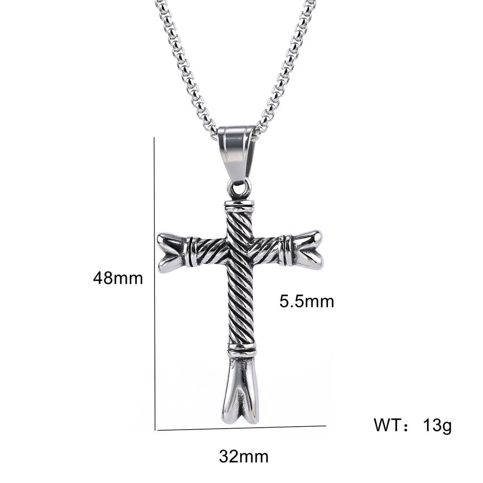 Colgante Cruz Hombre Collar Acero Inoxidable Colgante para Hombre Hueso Religión Foto 2 de 3