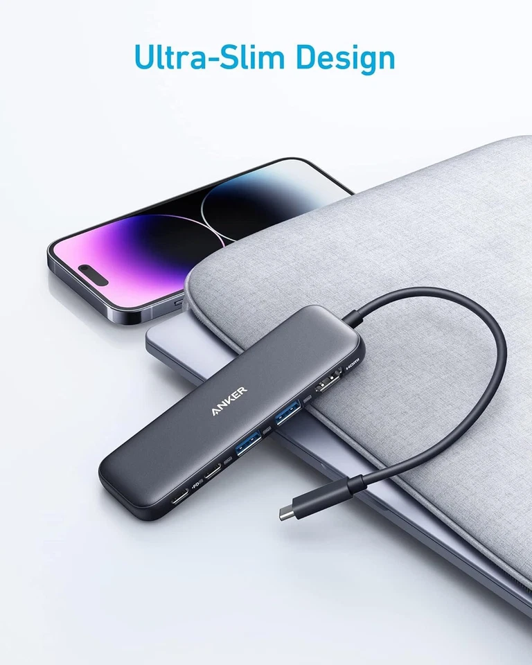 Anker 332 USB-C концентратор (5-в-1) с 4K HDMI дисплей, 5 Гбит/с и 2 5 Гбит/с USB-A данных - Изображение 2 из 4
