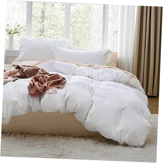 Queen Size White Duvet Cover 90x90 Inches – No Comforter Included-image