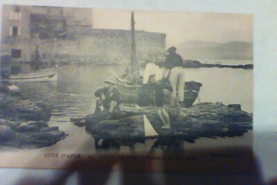 Animierte AK ''Saint Tropez, Fischer am alten Turm''