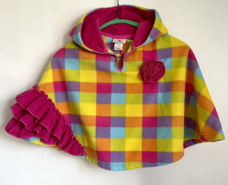 2/3T Million Polkadots Plaid Hooded Poncho