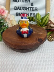 RINCO Uncle Sam Rubber Duck Patriotic Bath Toy Red White Blue 2.5” Vintage
