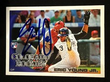2010 Topps Eric Young Jr. Signed Rookie Card 51 Rockies Autograph Auto. rookie card picture