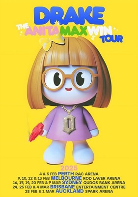 DRAKE The Anita Max Win 2025 Australia   New Zealand Tour Poster