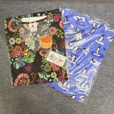Lot of 2 Peaches/Madison Medical Scrub Tops 3X Floral/Penguins V-Neck NWT