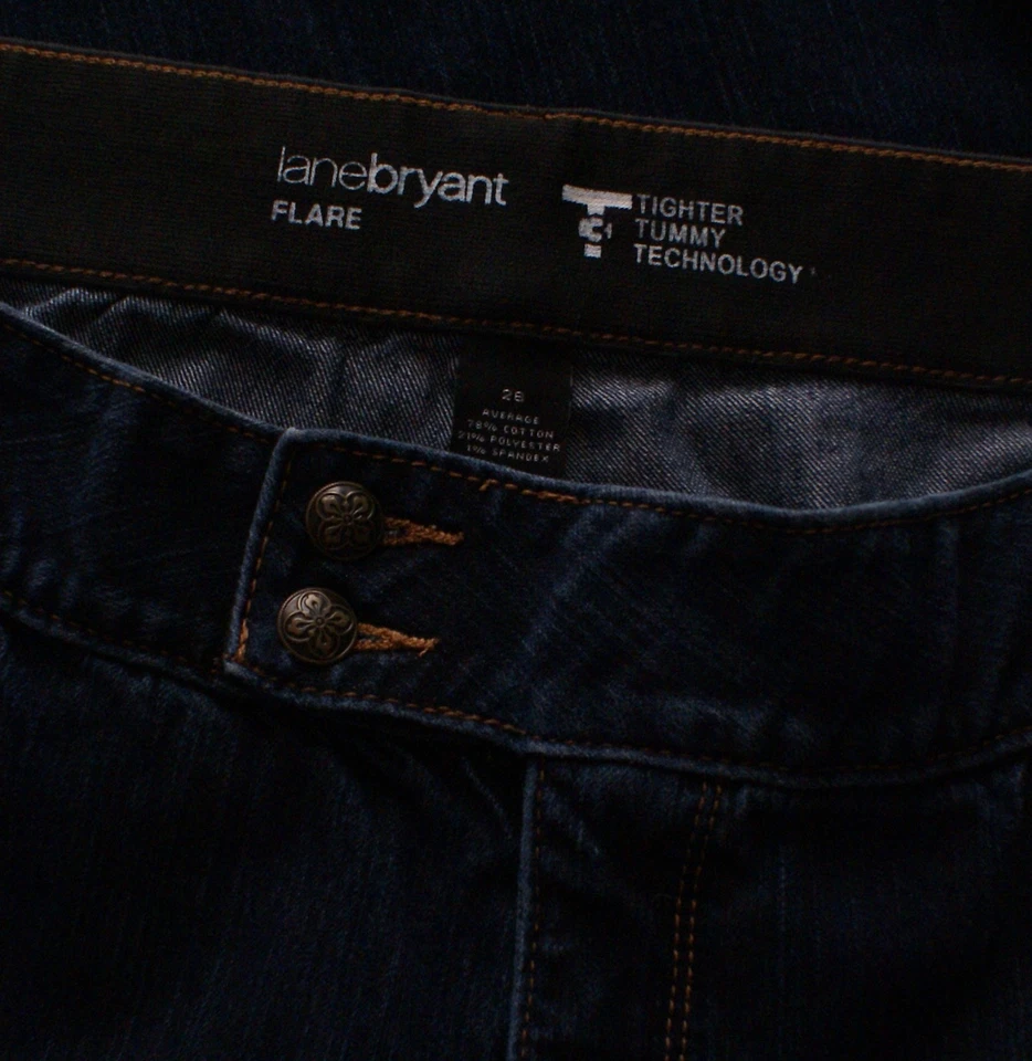 Lane Bryant Tighter Tummy Flare Jeans Womens Plus 26 Dark Blue Denim (45X32) - Image 3 of 3