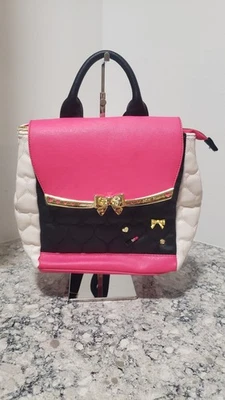 Betsey Johnson Heart Quilted Pink Backpack Purse NWOT - Image 1 of 4