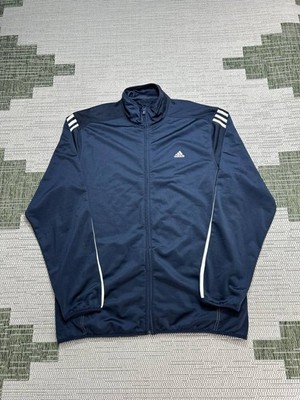 Adidas Track Jacket Mens Xl Blue White Running Full Zip