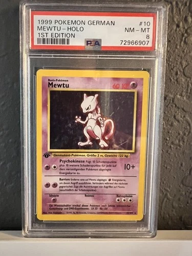 1999 Pokemon [1st Edition] German Mewtwo (Mewtu) Base Set Holo - PSA 8