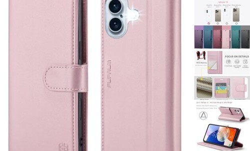 Compatible with iPhone 16 6.1" Wallet Case with RFID Blocking Credit Card