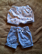 McBaby Garanimals Baby Shorts 2- 0-3M Blue/White Elastic Waist Pull-On
