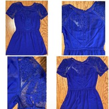 Kimchi Blue Urban Outfitters Blue Mini Dress With Lace And Button Details