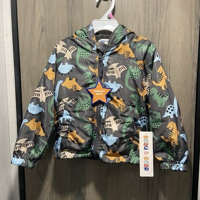 Beau & Bear Reversible Dinosaur Jacket 2T Zipper Warm Fleece