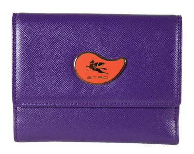 ETRO Purple & Orange Saffiano Leather Enamel Logo Bifold Wallet