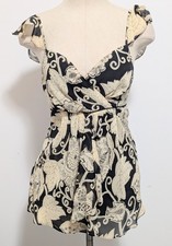 Vintage Womens Y2K Babydoll Top Sz 8 Boho Whimsigoth Fairy Grunge Floral Preppy