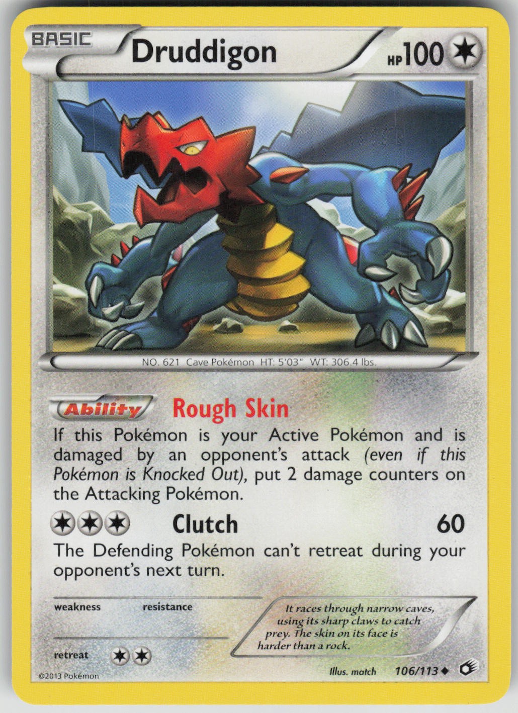Pokemon TCG Druddigon Uncommon Legendary Treasures 106/113