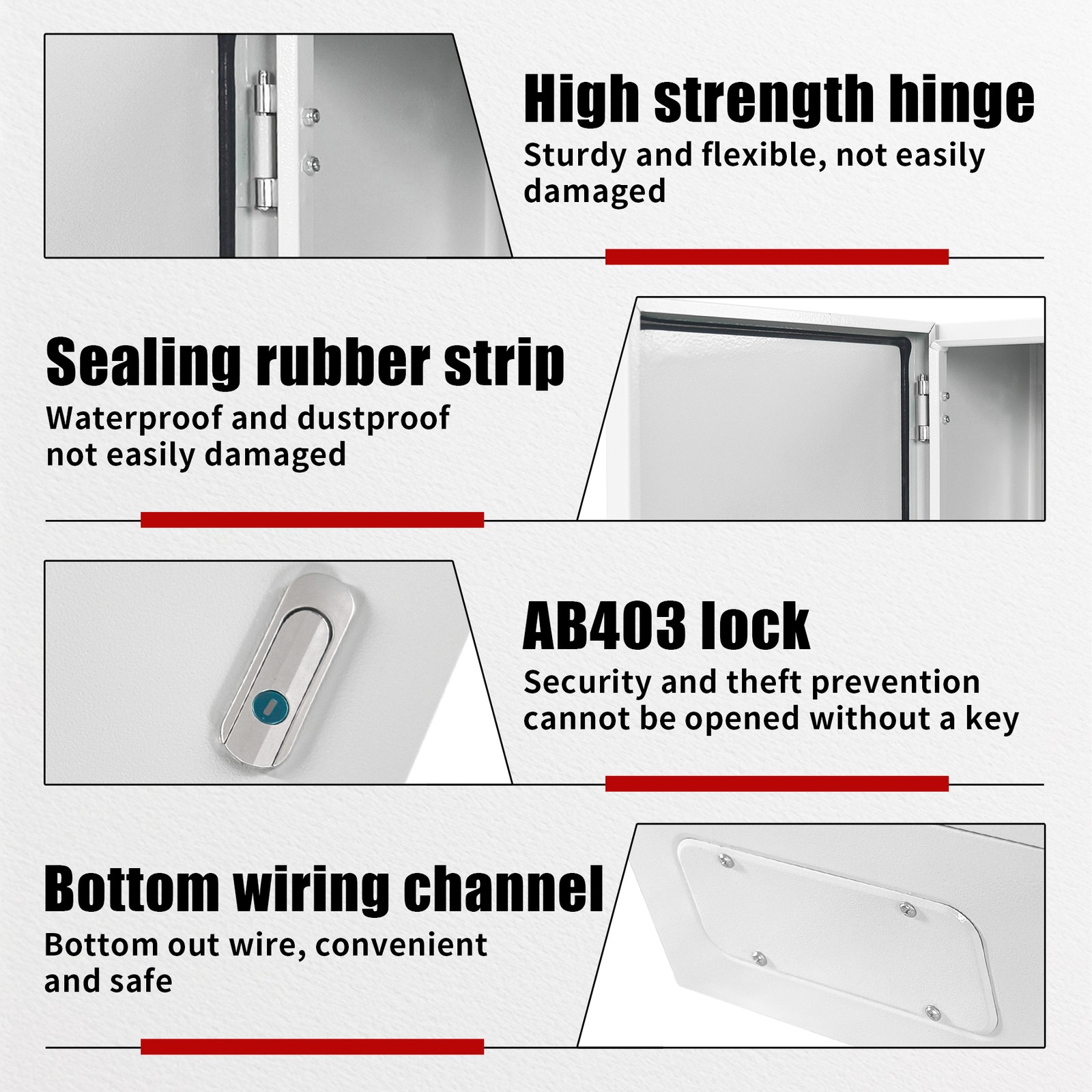 12'' 16'' 20'' Steel Electrical Enclosure IP65 Wall Mount Junction Box Outdoor