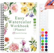 SLWBZ Watercolor Workbook Flower Plants, 15 Different with palette, Plants
