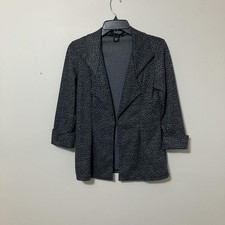 Peck  Peck Women's Black Chic Preppy Patterned Blazer Jacket Size Small
