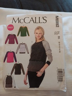 McCall´s  6992 Schnittmuster - Shirts mit Raglan-Ärmel - Gr. 34-42 - unbenutzt