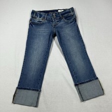 Vintage American Eagle Straight Crop Jeans Womens Sz 0 Blue Low Rise Denim 2000s