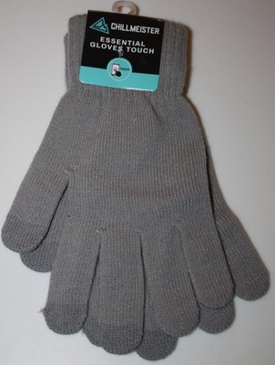 Chillmeister Knit Gloves Unisex One Size Gray Touchscreen 100% Acrylic Winter