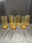 Set of 6 Vintage Anchor Hocking Lido Milano Honey/Gold Amber Tumbler 6.5”