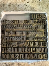Antique Letterpress Print Type Upper & Lower Case Letter & Number Set No C Or P