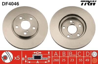 TRW DF4046 Brake Disc for Toyota