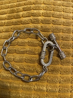 Guess silver tone chain link braclet Bling Toggle Bracelet 7.5  Excellent