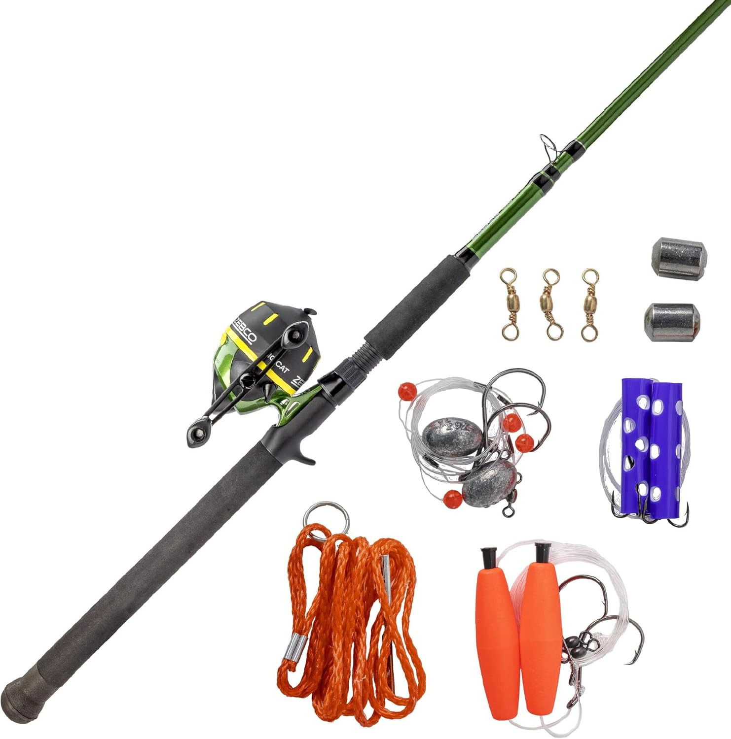 606 Big Cat Spincast Reel and Fishing Rod Combo, 7-Foot 2-Piece Telescopic Rod, 