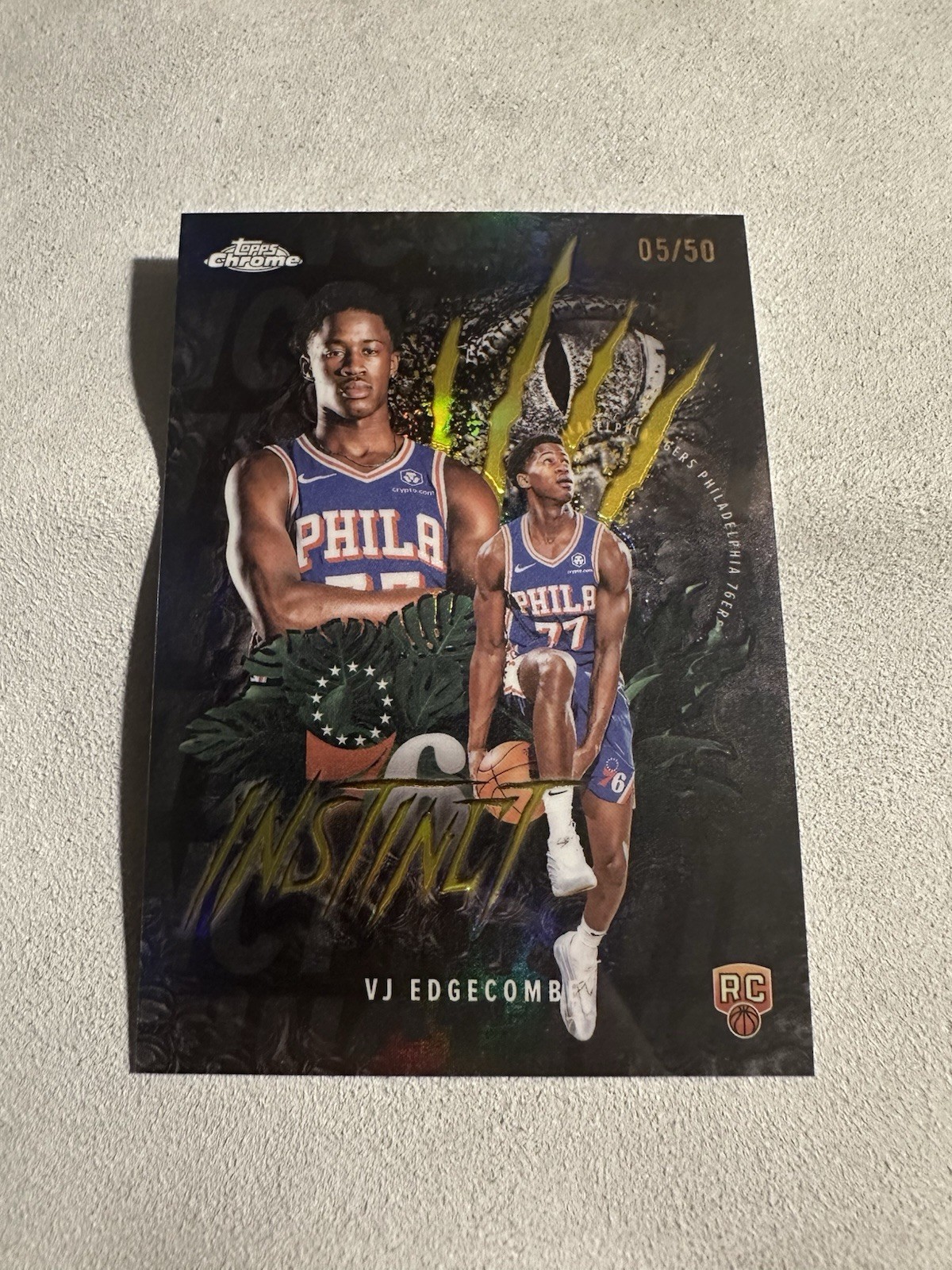 2025-26 Topps Chrome Instinct VJ Edgecombe 5/50 Gold Rookie RC INS-13