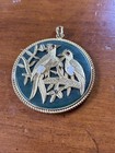 Vintage Chinese Jade Opal Ruby Sapphire Gold Filled Pendant