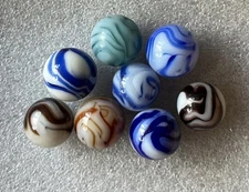 Vintage Alley Flame Agate Marble Lot WVS Vitro Peltier Swirl Corkscrew Patch