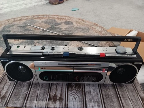Vintage 80s Aiwa Stereo Dual Cassette Boom Box