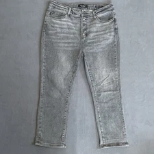 Judy Blue Skinny Fit Capri Jeans Women's 15/32 Gray Button Fly  34x23 Stretch