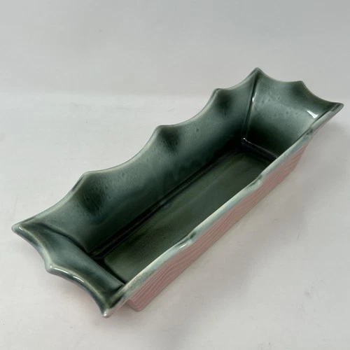 VTG MCM HULL Ceramic Pottery Planter Window Box PINK GREEN USA 12.5” Retro (384)