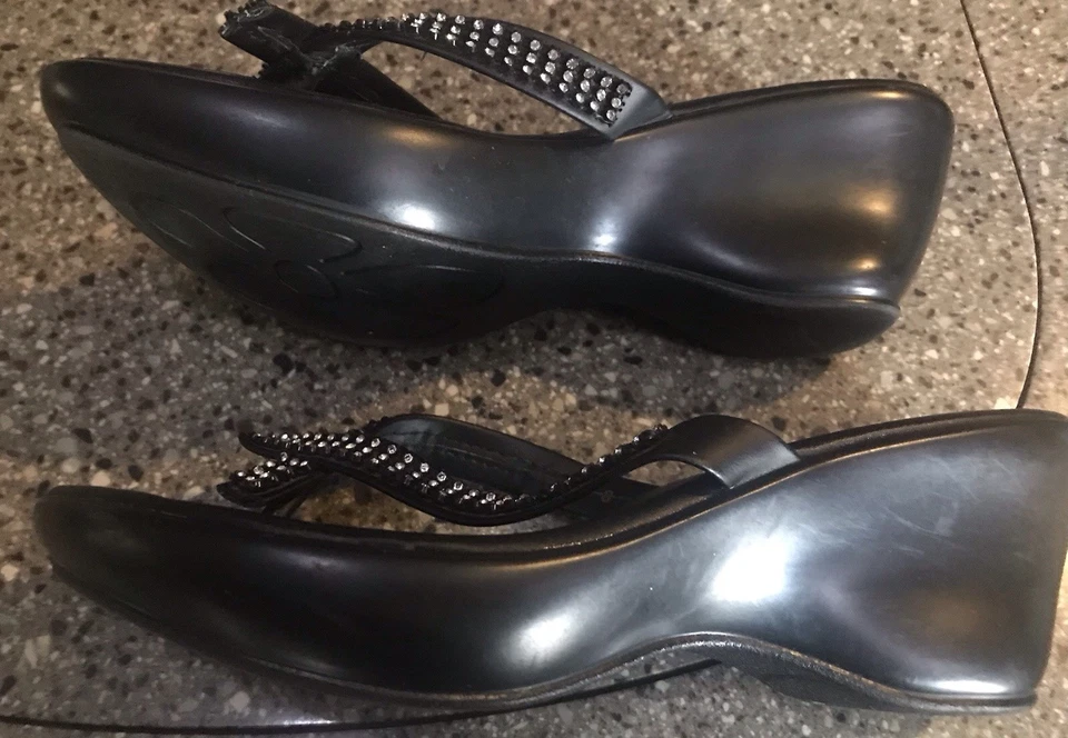 Sandalias Athena Alexander-Roxi-Tanga Negra Estrás-Talla 8 Se Ajusta Como 7 1/2 Bonitas Foto 3 de 4