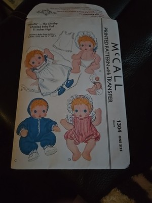 Reproduction McCALL 1947 CHUBBY CHEEK DOLL PATTERN W WARDROBE COMPLETE