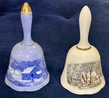 Vintage 1970s Commemorative Dinner Bells – Currier & Ives Copenhagen & Avon