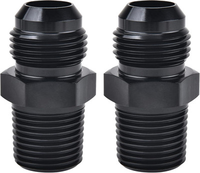 Conector Niple Adaptador 8AN Macho a 3/8 NPT de Aluminio Negro Paquete 2 Piezas